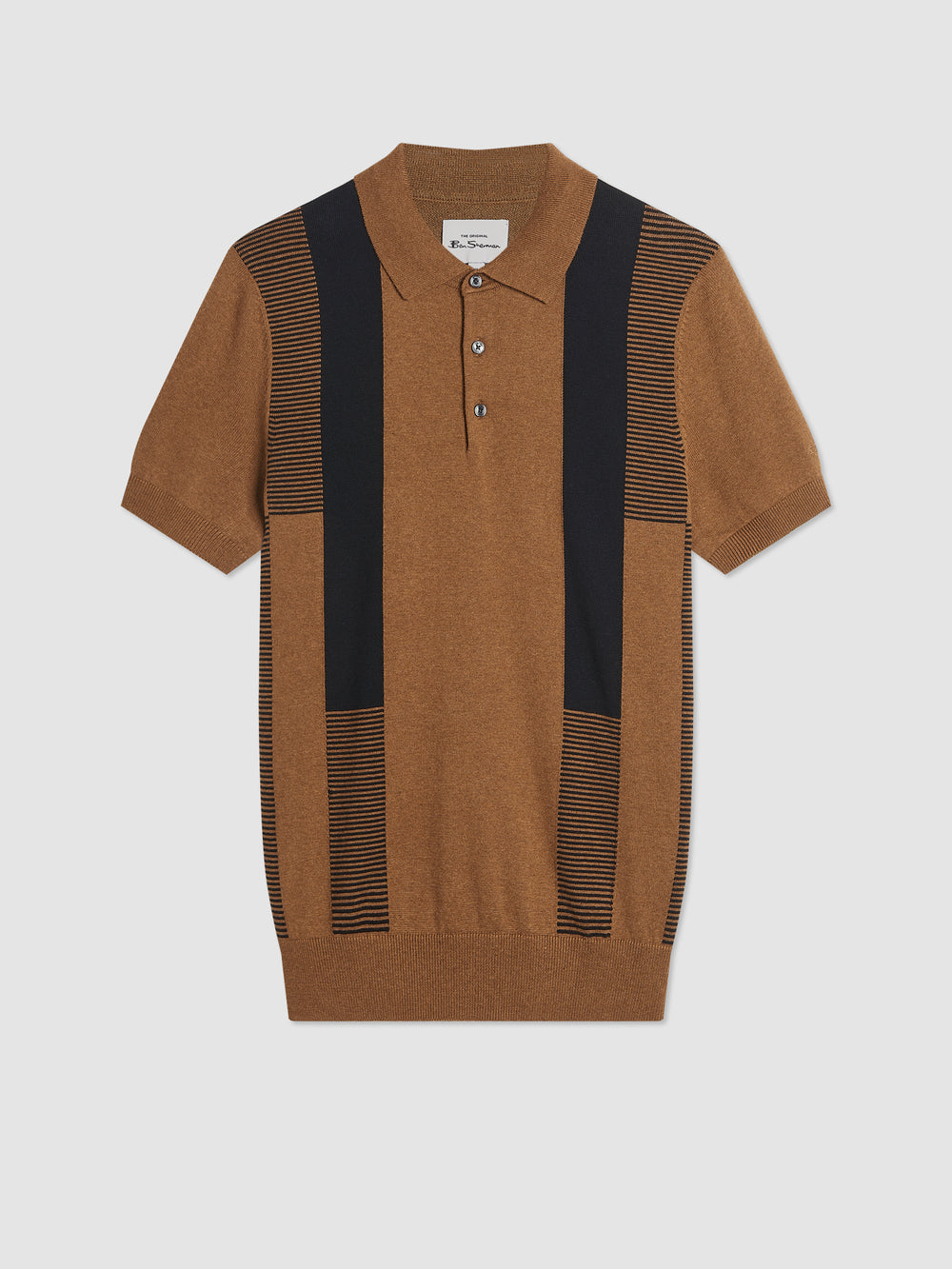 Ben Sherman Intarsia Stripe Polo Neck Sweaters Brown | 3917046-ME