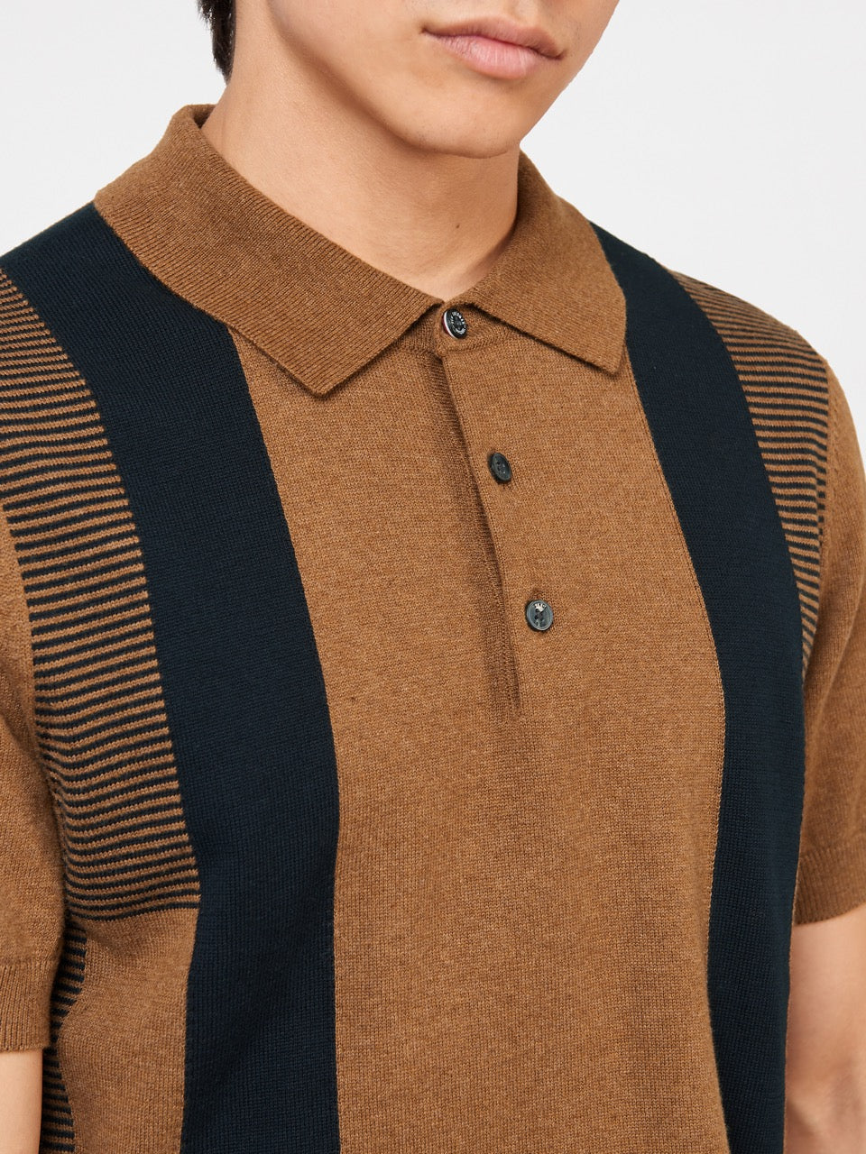 Ben Sherman Intarsia Stripe Polo Neck Sweaters Brown | 3917046-ME