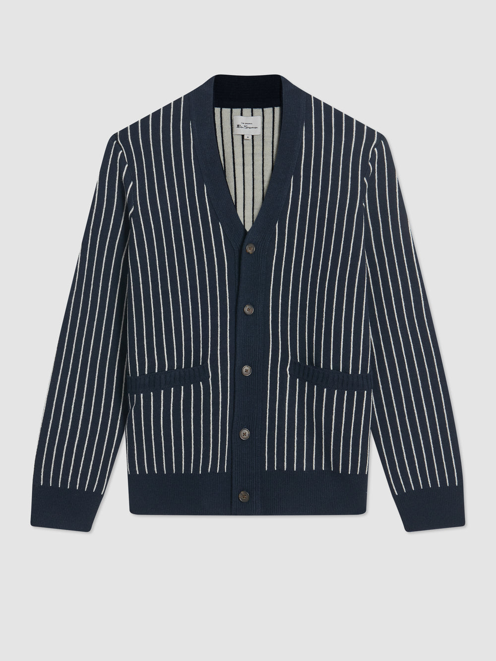 Ben Sherman Jacquard Stripe Cardigan Knitwear Navy | 0734152-WH