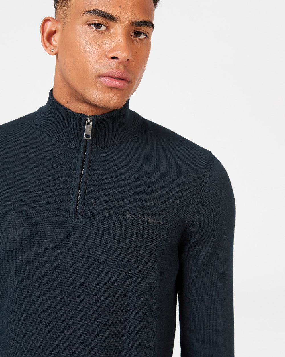 Ben Sherman Merino Half-Zip Knitwear Black | 8976140-KX