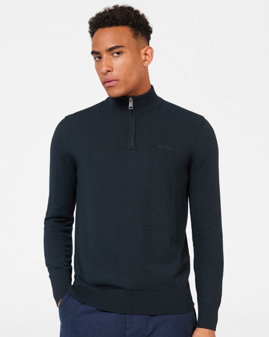 Ben Sherman Merino Half-Zip Knitwear Black | 8976140-KX