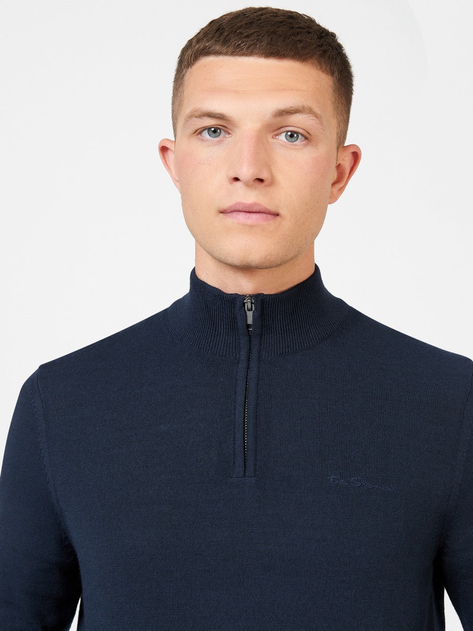 Ben Sherman Merino Half-Zip Knitwear Navy | 8179534-HO