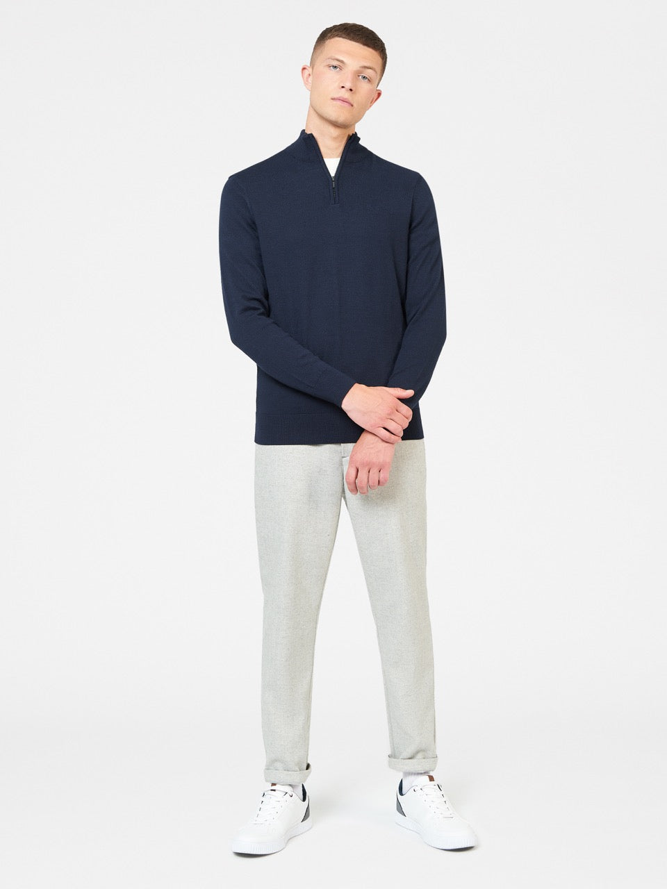 Ben Sherman Merino Half-Zip Knitwear Navy | 8179534-HO