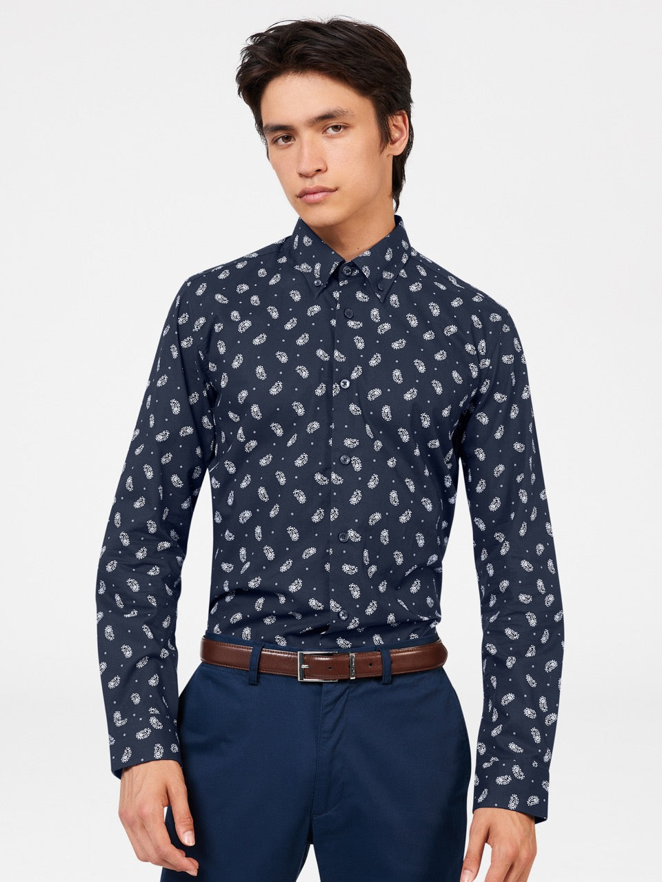 Ben Sherman Micro Paisley Shirts Navy | 6751304-AJ