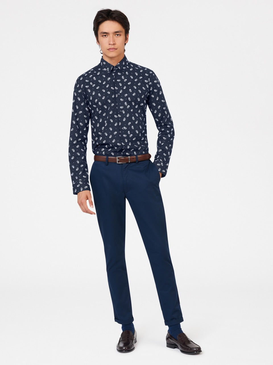 Ben Sherman Micro Paisley Shirts Navy | 6751304-AJ