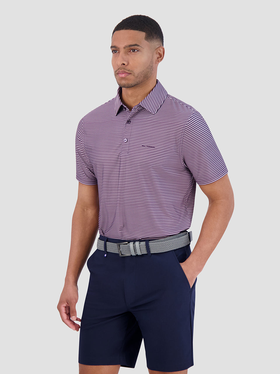 Ben Sherman Mini Stripes Tech Jersey Sports Fit Polo Shirts Purple | 5298147-PO