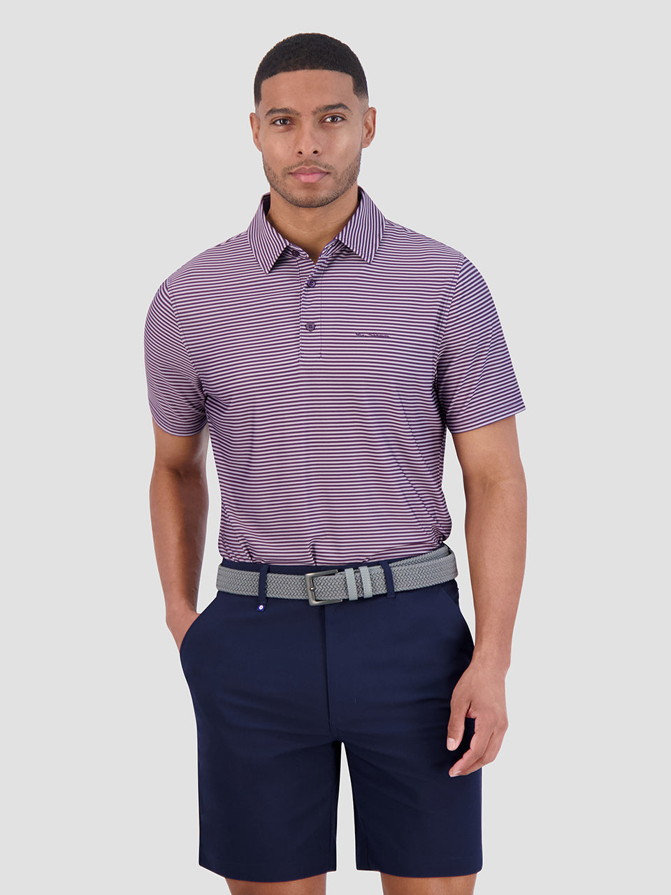 Ben Sherman Mini Stripes Tech Jersey Sports Fit Polo Shirts Purple | 5298147-PO