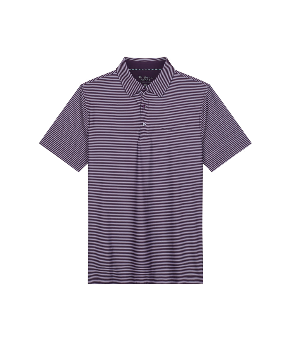 Ben Sherman Mini Stripes Tech Jersey Sports Fit Polo Shirts Purple | 5298147-PO