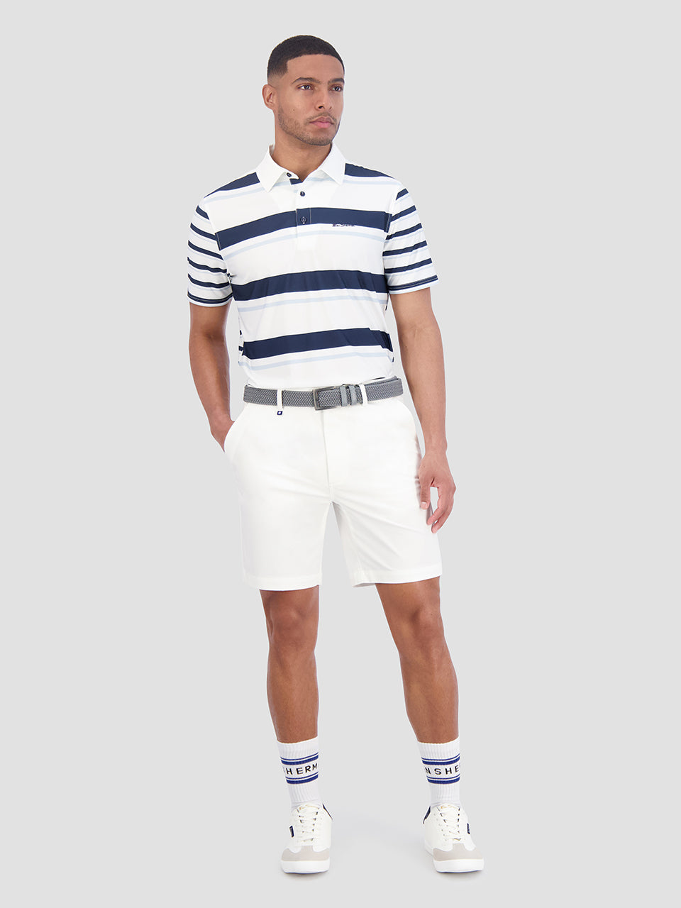 Ben Sherman Mixed Mod Stripes Tech Jersey Sports Fit Polo Shirts Blue | 0589627-KT