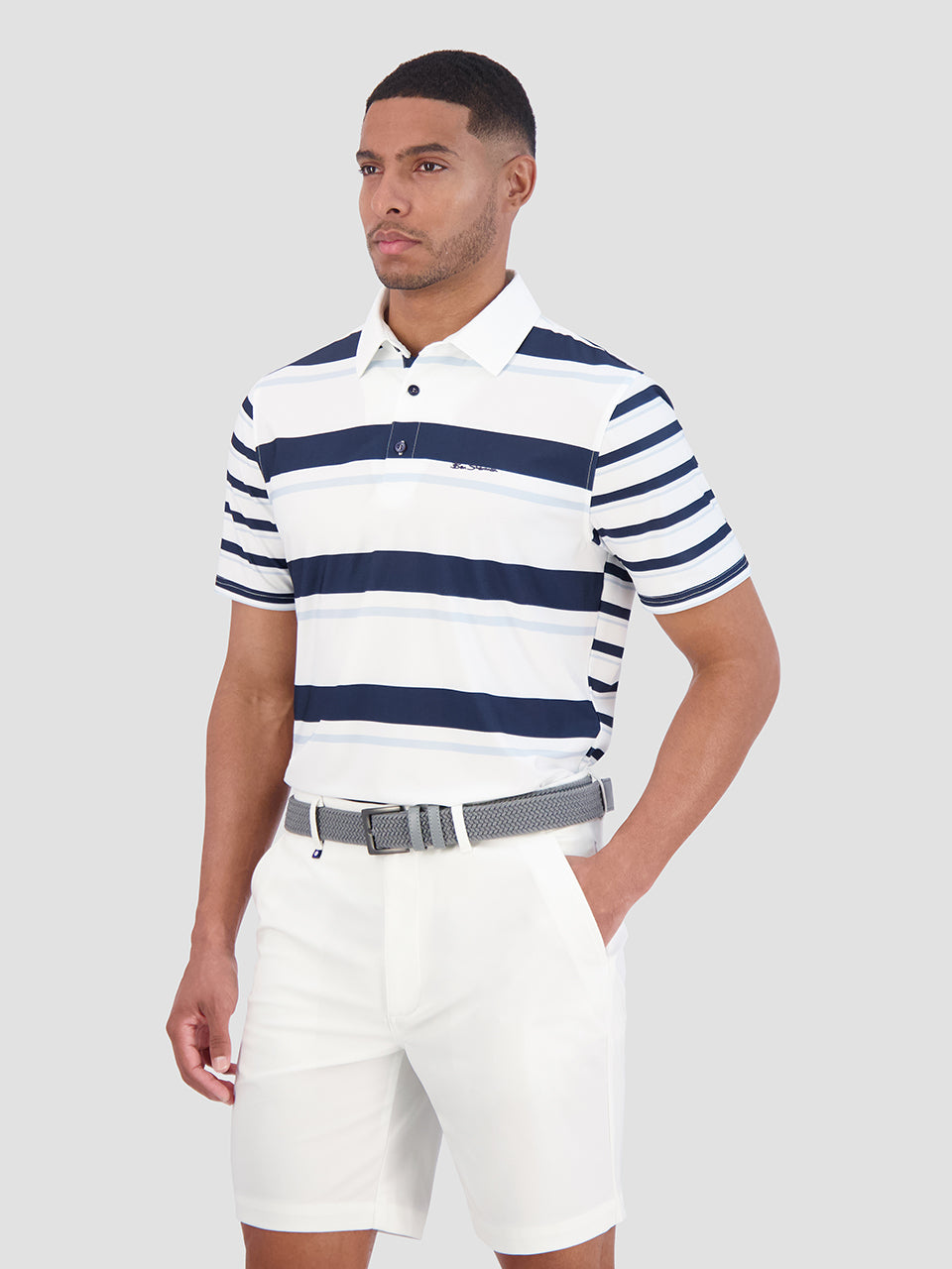 Ben Sherman Mixed Mod Stripes Tech Jersey Sports Fit Polo Shirts Blue | 0589627-KT