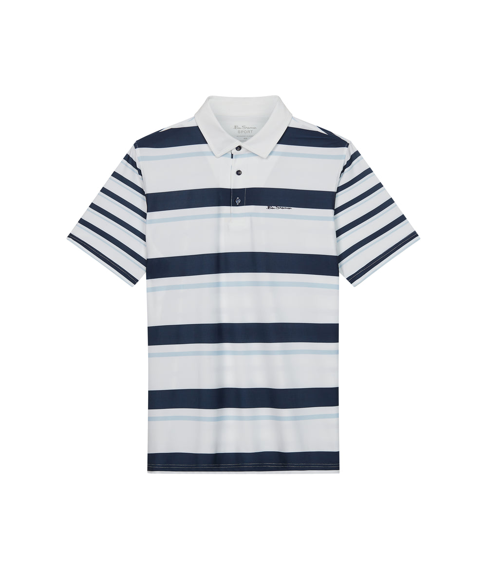 Ben Sherman Mixed Mod Stripes Tech Jersey Sports Fit Polo Shirts Blue | 0589627-KT