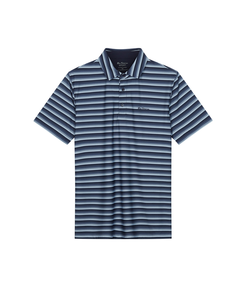 Ben Sherman Multi Stripe Tech Jersey Sports Fit Polo Shirts Navy | 0876195-FA