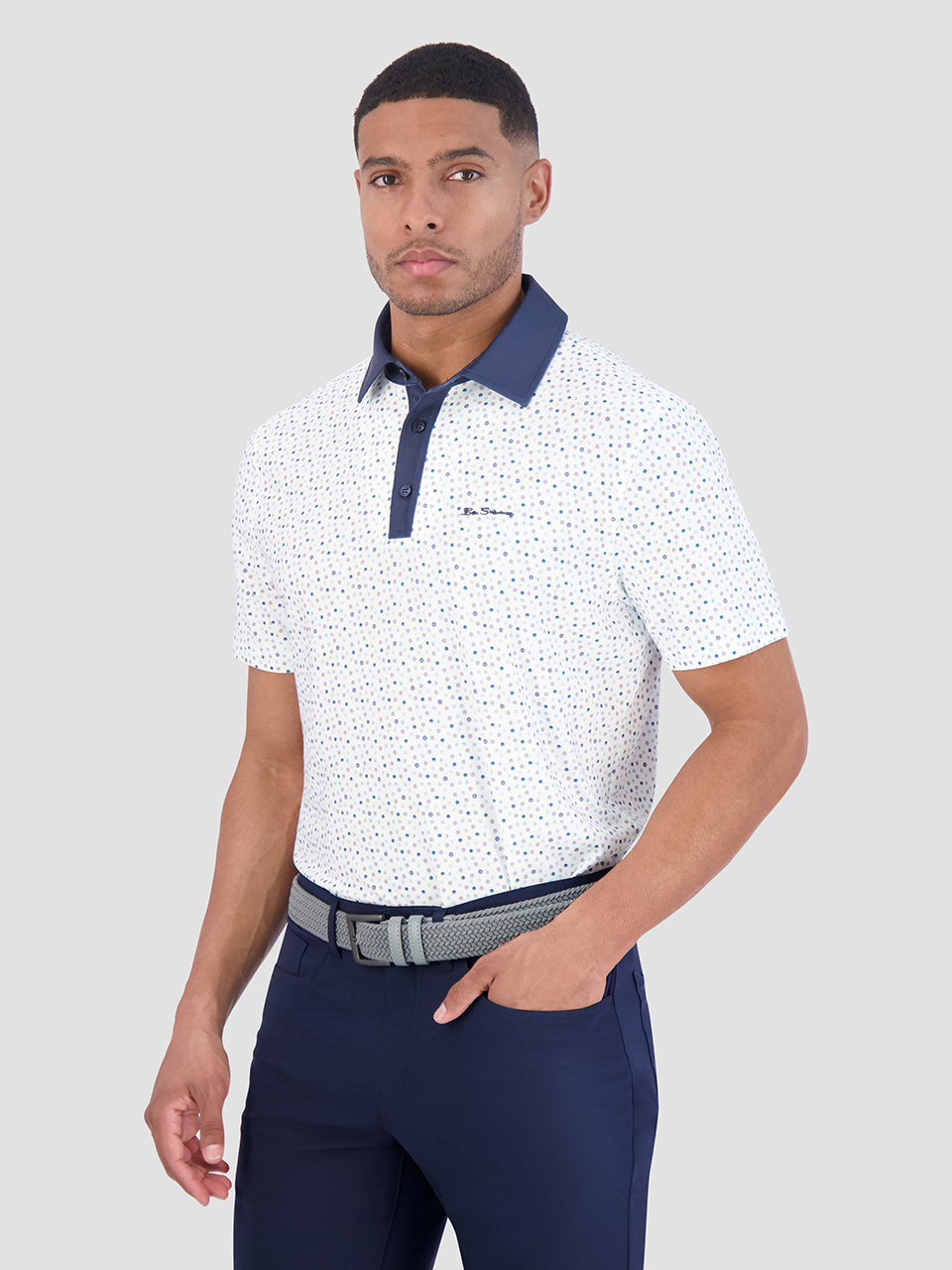 Ben Sherman Polka Dots Tech Jersey Sports Fit Polo Shirts White | 1835097-YL