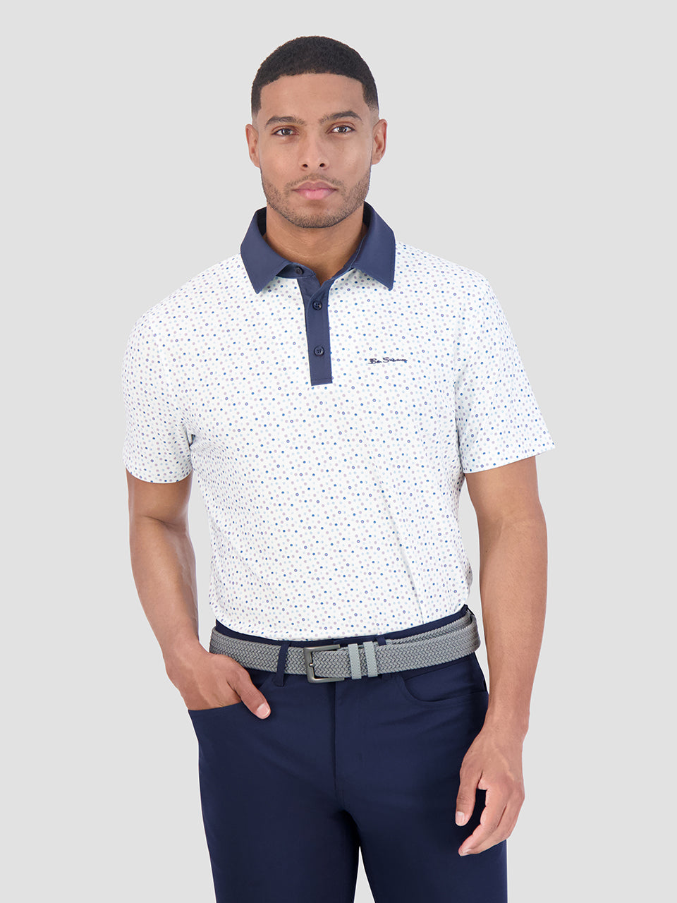 Ben Sherman Polka Dots Tech Jersey Sports Fit Polo Shirts White | 1835097-YL