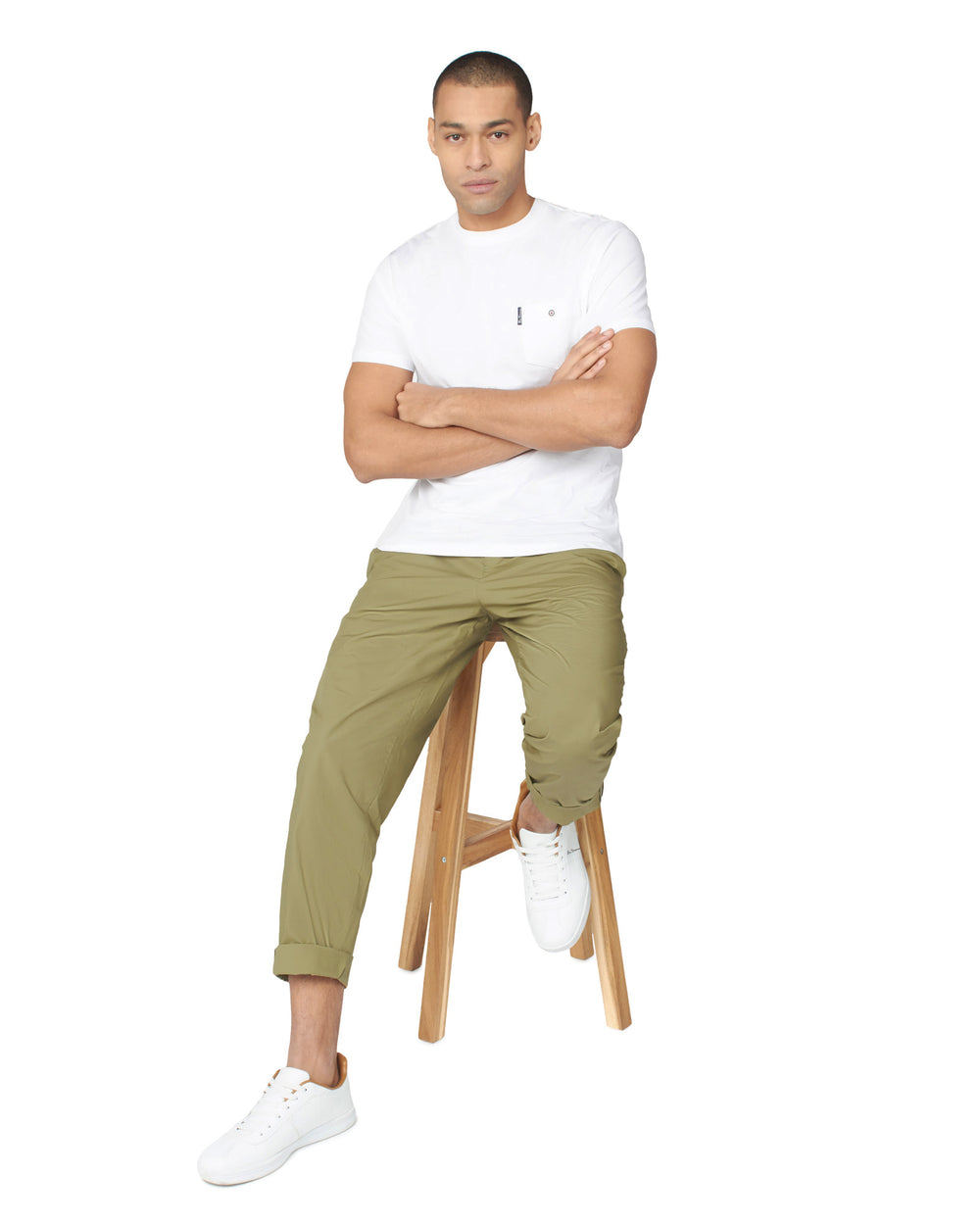 Ben Sherman Poplin Relaxed-Taper Pleated Pants Olive | 3658142-OJ