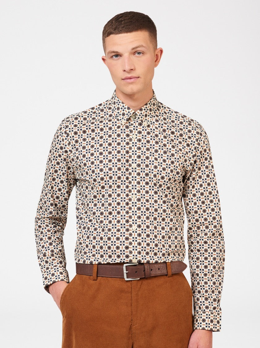 Ben Sherman Retro Foulard Print Slim Fit Shirts Brown | 1496703-BL