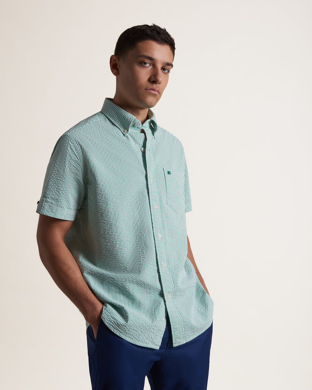 Ben Sherman Seersucker Bengal Stripe Shirts Green | 3514860-CO