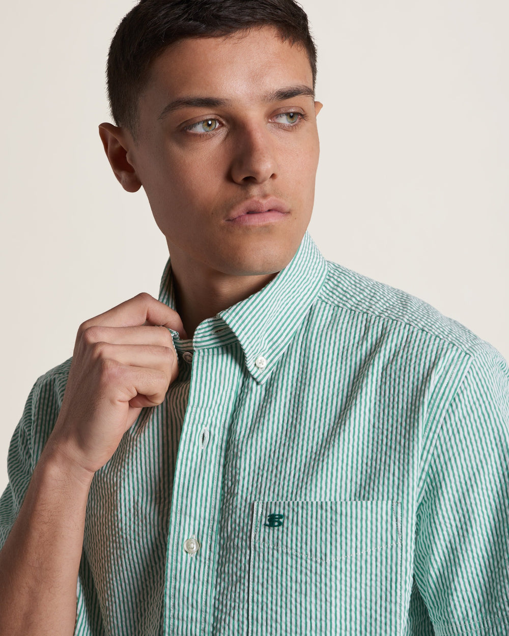 Ben Sherman Seersucker Bengal Stripe Shirts Green | 3514860-CO