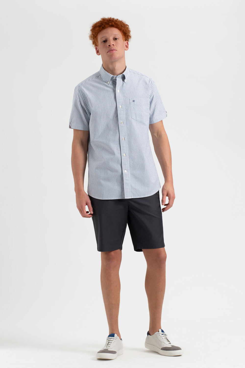 Ben Sherman Short Sleeve Brighton Oxford Organic Bengal Stripe Shirts Indigo Stripes | 4168039-QT