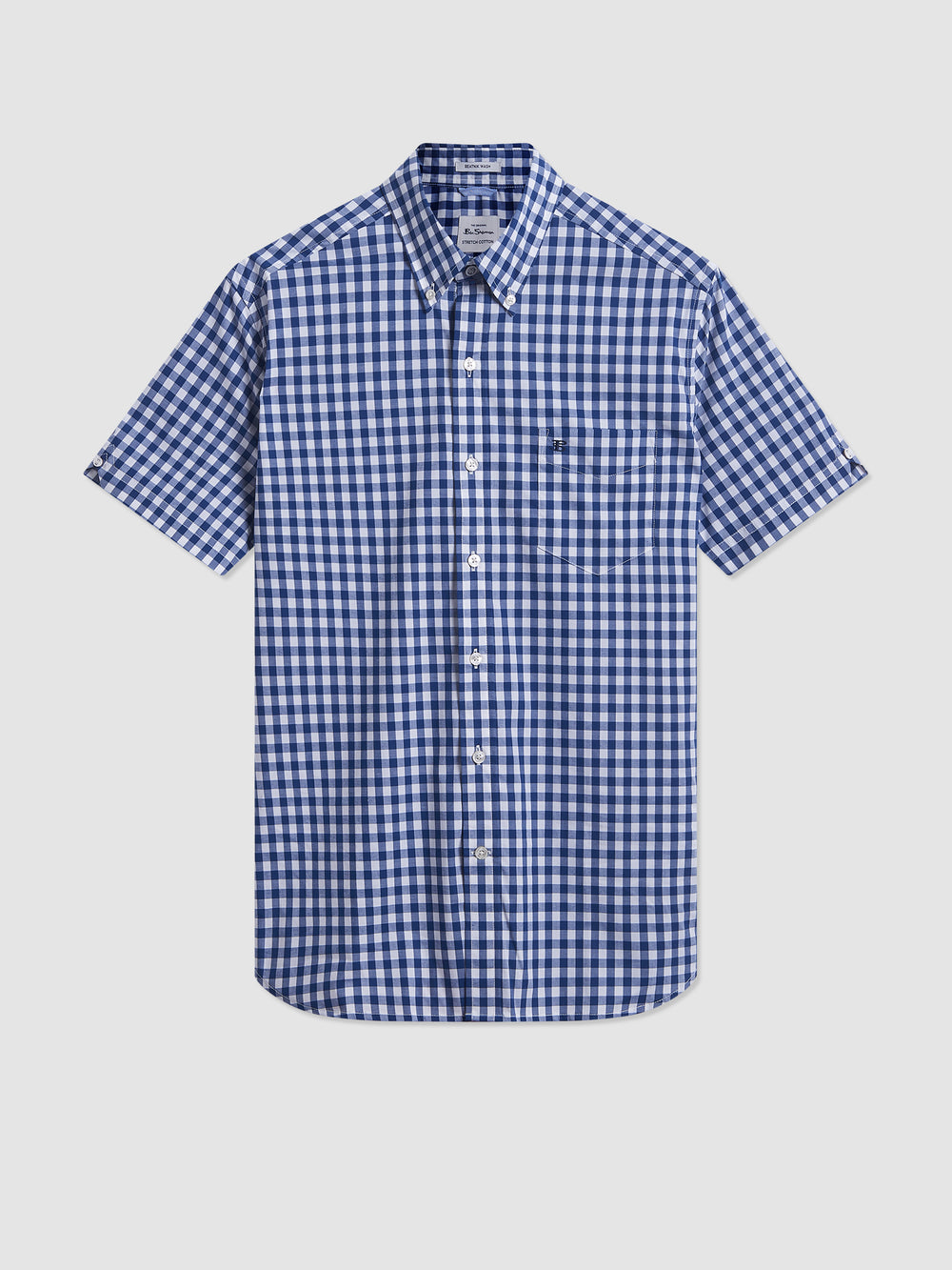 Ben Sherman Short Sleeve House Poplin Gingham Shirts Navy / Olive | 5164208-FC