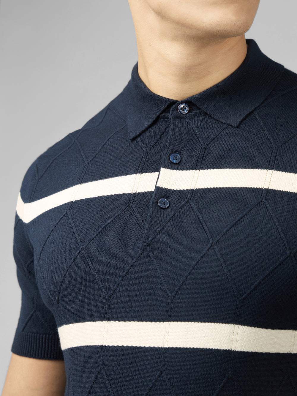 Ben Sherman Signature Argyle Stripe Polo Knitwear Navy | 7039165-GQ