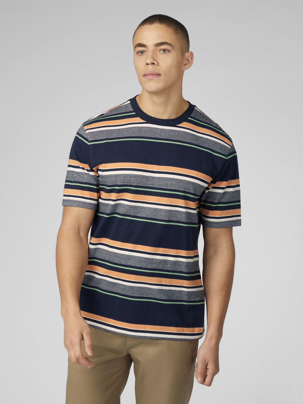 Ben Sherman Signature Engineered Stripe T-Shirt Navy | 5043789-TV