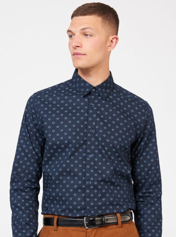 Ben Sherman Signature Geo Shirts Blue | 0194278-WC