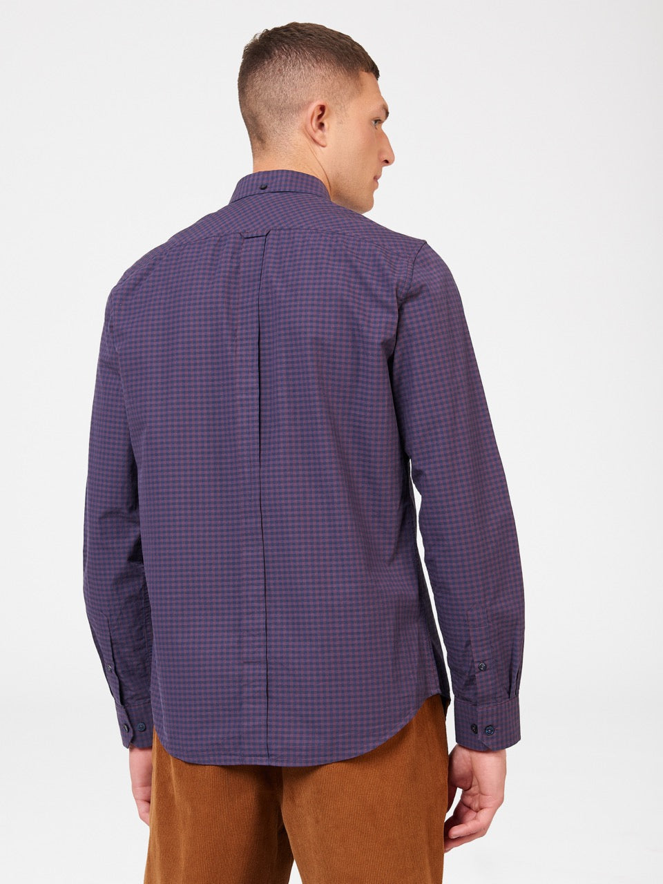 Ben Sherman Signature Gingham Long-Sleeve Shirts Purple | 6314078-DQ