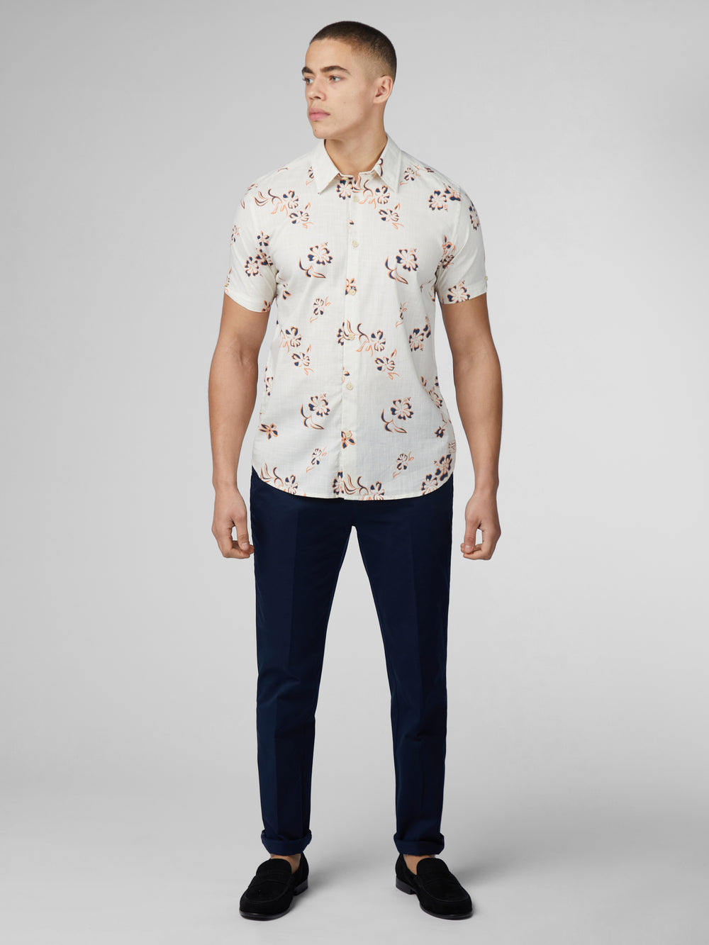 Ben Sherman Signature Linear Floral Shirts White | 4736250-GU