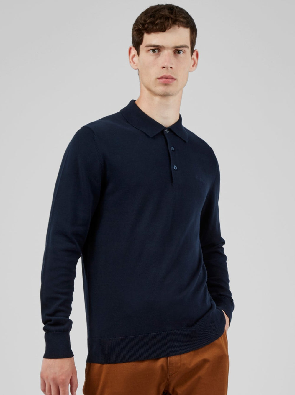 Ben Sherman Signature Long-Sleeve Polo Neck Sweaters Navy | 0657429-PS