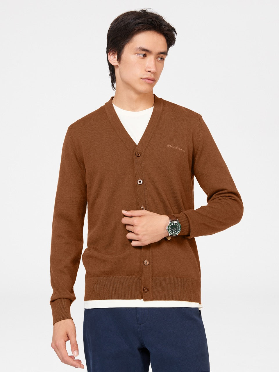 Ben Sherman Signature Merino Cardigan Knitwear Brown | 6850293-IW