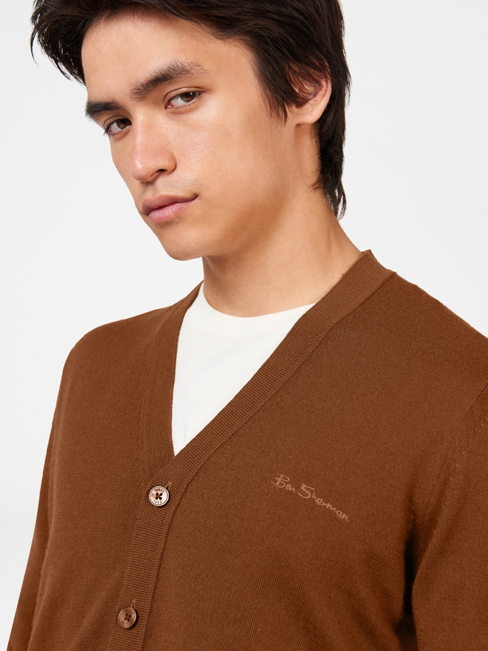 Ben Sherman Signature Merino Cardigan Knitwear Brown | 6850293-IW