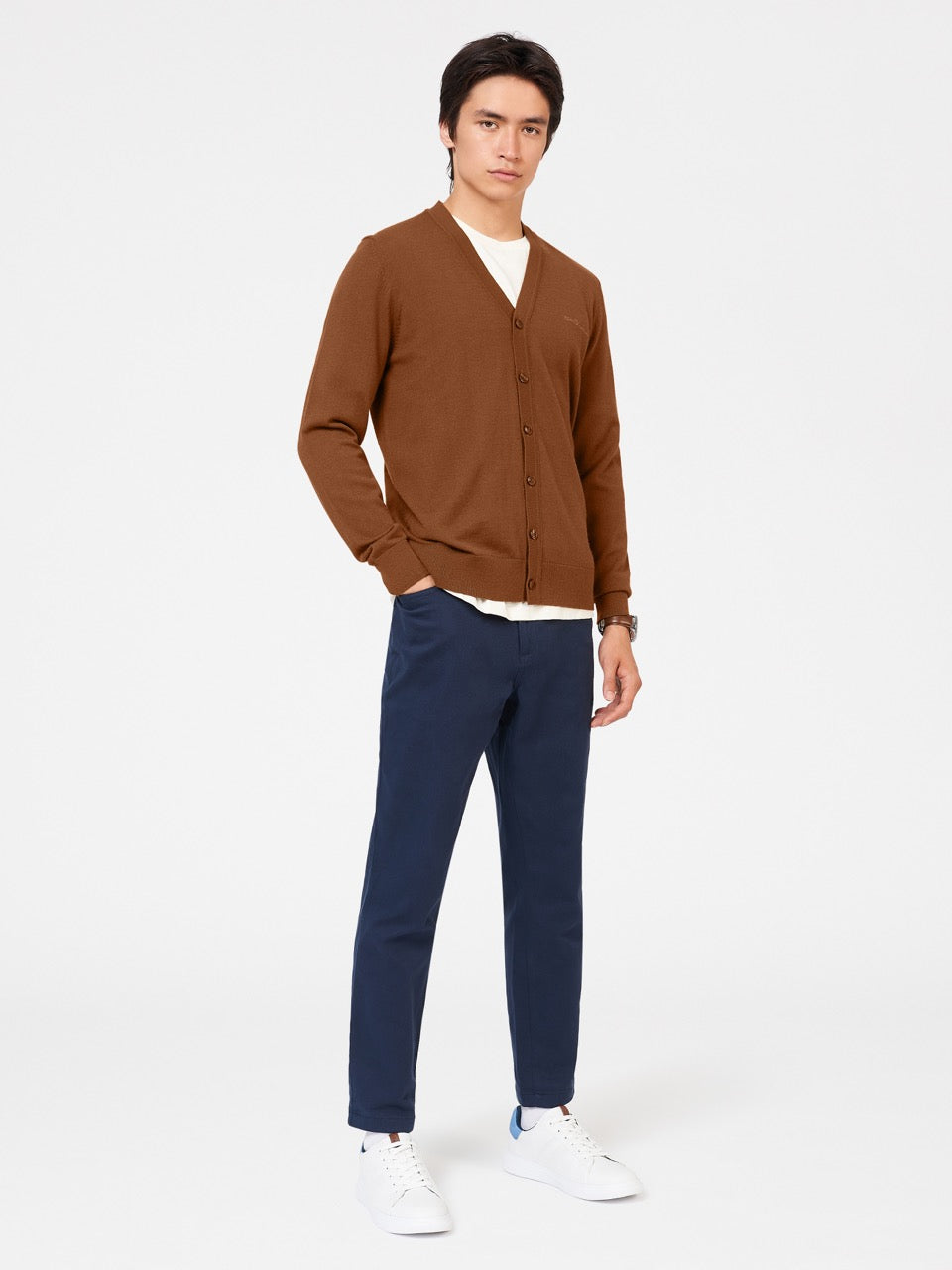 Ben Sherman Signature Merino Cardigan Knitwear Brown | 6850293-IW