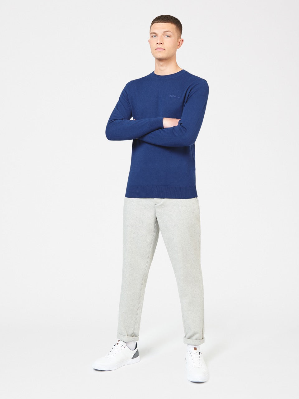 Ben Sherman Signature Merino Crewneck Knitwear Blue | 7163052-QU