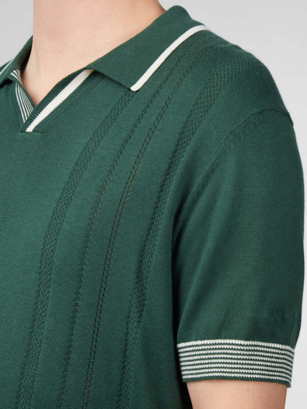 Ben Sherman Signature Open Neck Polo Knitwear Green | 0675342-JK