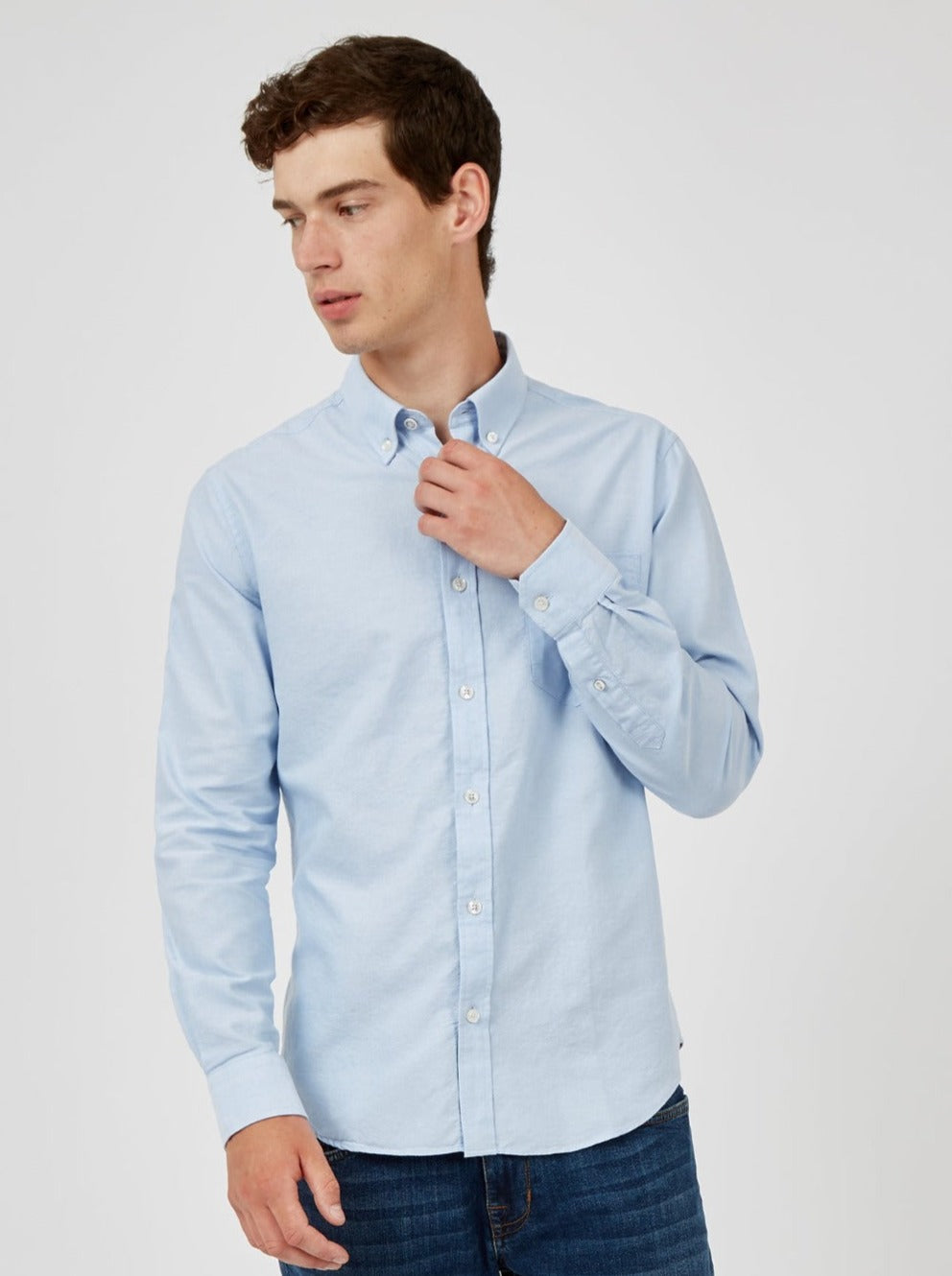 Ben Sherman Signature Organic Long-Sleeve Oxford Shirts Blue | 9782053-OY