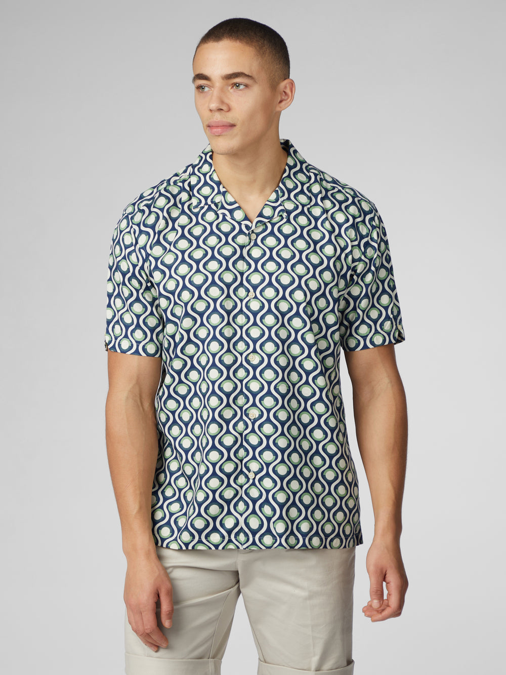 Ben Sherman Signature Retro Geo Shirts Green | 2530978-RG