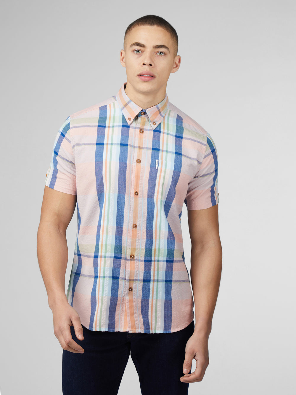 Ben Sherman Signature Seersucker Check Shirts Pink | 5860297-HM