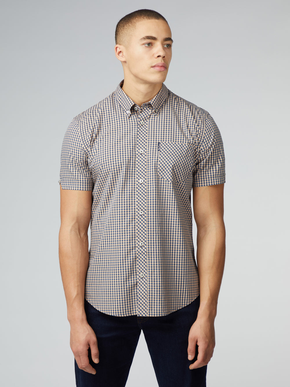 Ben Sherman Signature Short Sleeve Gingham Shirts Copper Orange | 4680915-PV