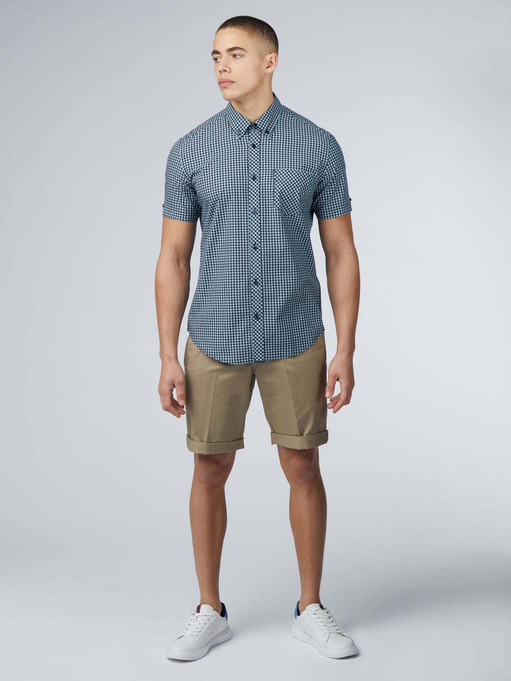 Ben Sherman Signature Short Sleeve Gingham Shirts Blue | 5831409-VO