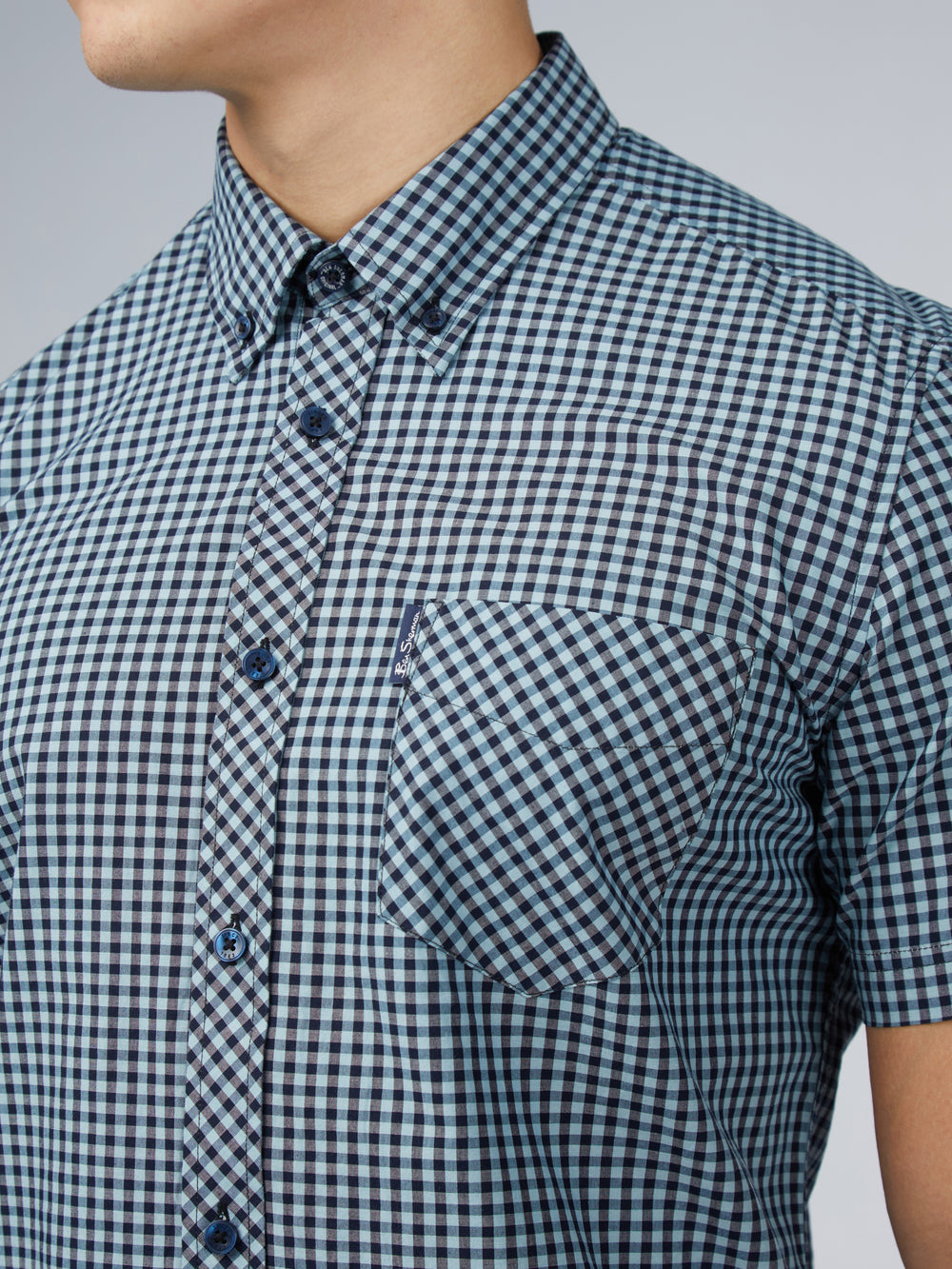 Ben Sherman Signature Short Sleeve Gingham Shirts Blue | 5831409-VO