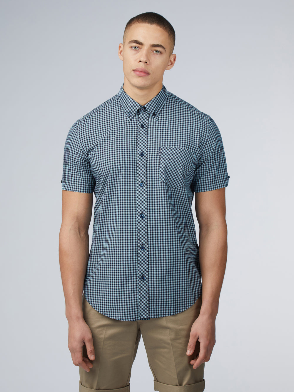 Ben Sherman Signature Short Sleeve Gingham Shirts Blue | 5831409-VO