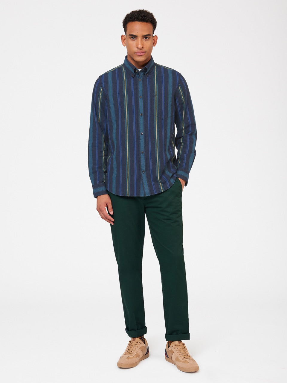 Ben Sherman Signature Striped Oxford Shirts Green | 2084936-PX