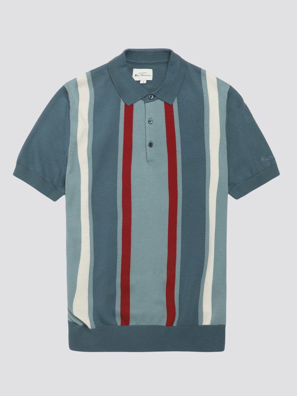 Ben Sherman Signature Vertical Stripe Polo Knitwear Turquoise | 2379041-CR