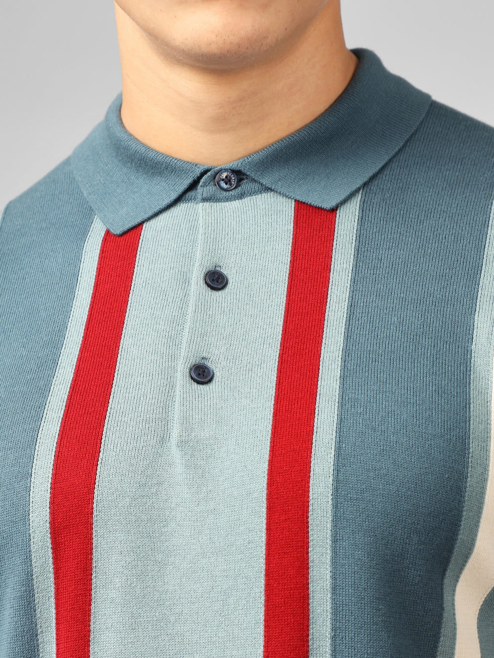 Ben Sherman Signature Vertical Stripe Polo Knitwear Turquoise | 2379041-CR