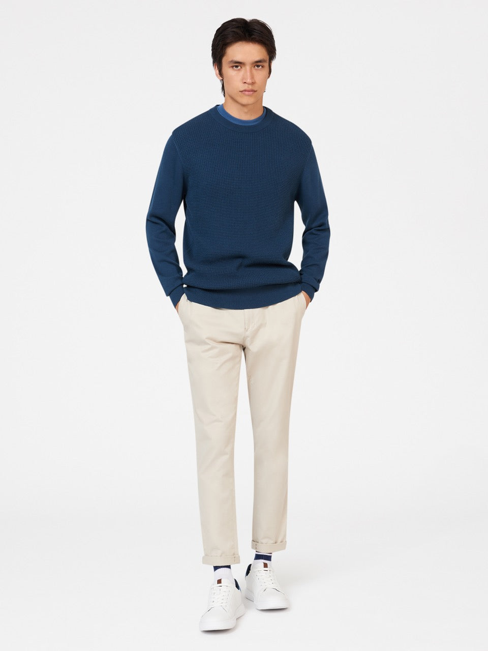 Ben Sherman Textured Crewneck Knitwear Indigo | 3805496-HE