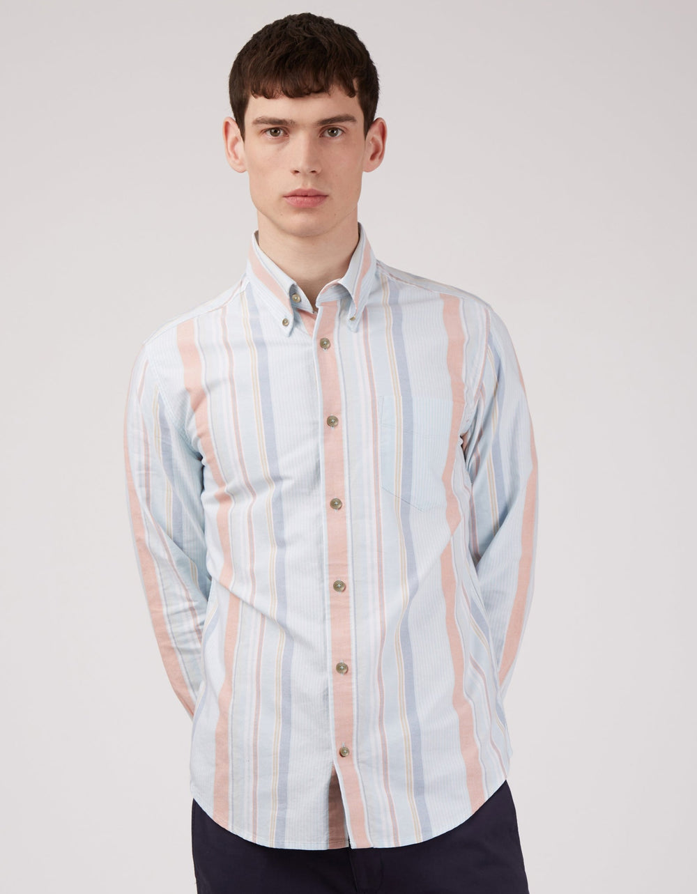 Ben Sherman The Oxford Ivy Stripe Long-Sleeve Shirts Blue | 3184759-EK