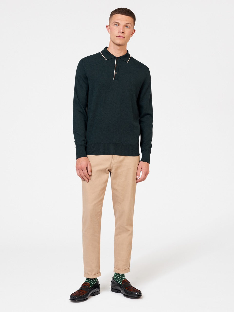 Ben Sherman Tipped Merino Polo Neck Sweaters Dark Green | 9715834-GC