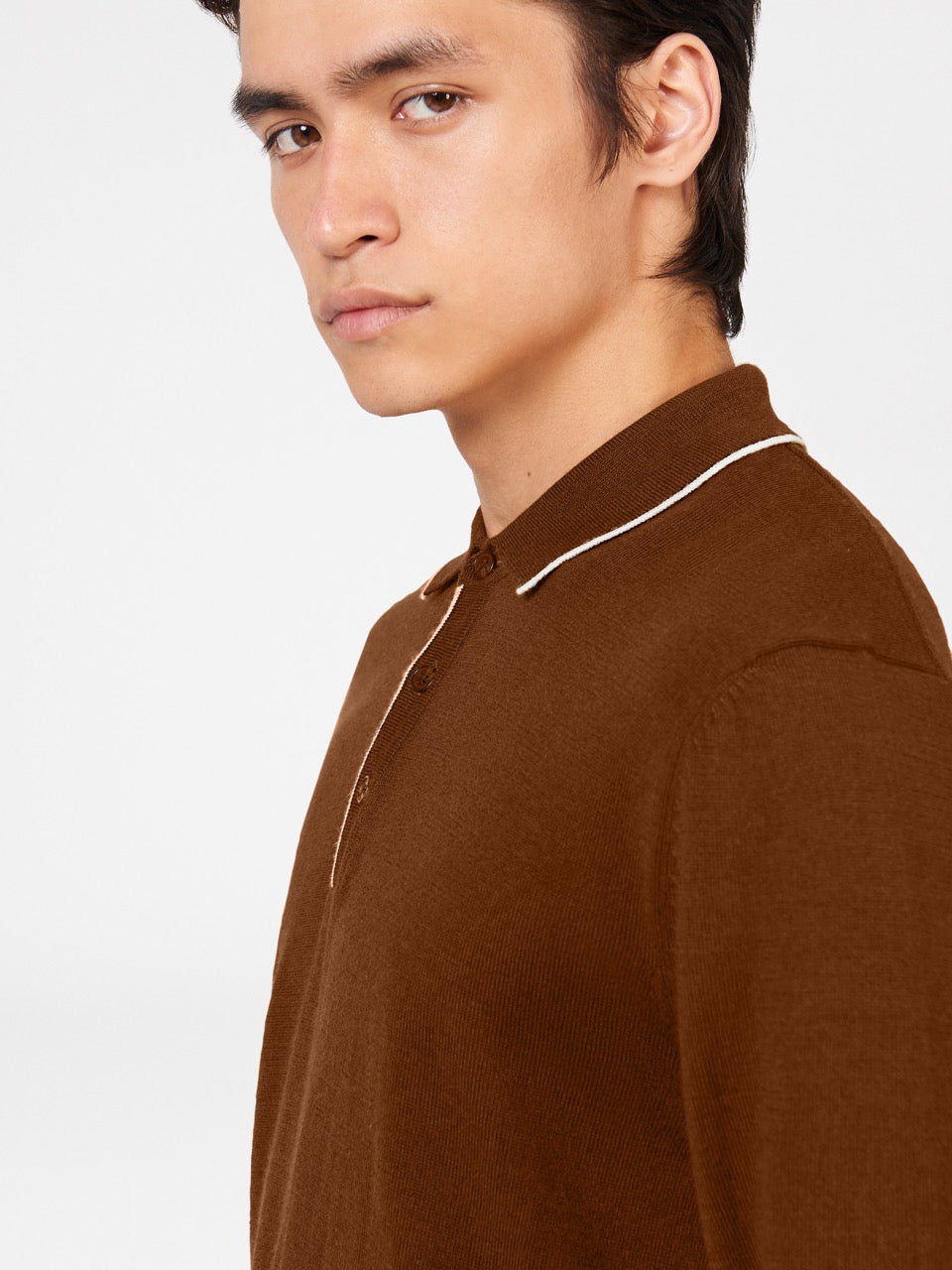 Ben Sherman Tipped Merino Polo Neck Sweaters Brown | 8631429-AQ