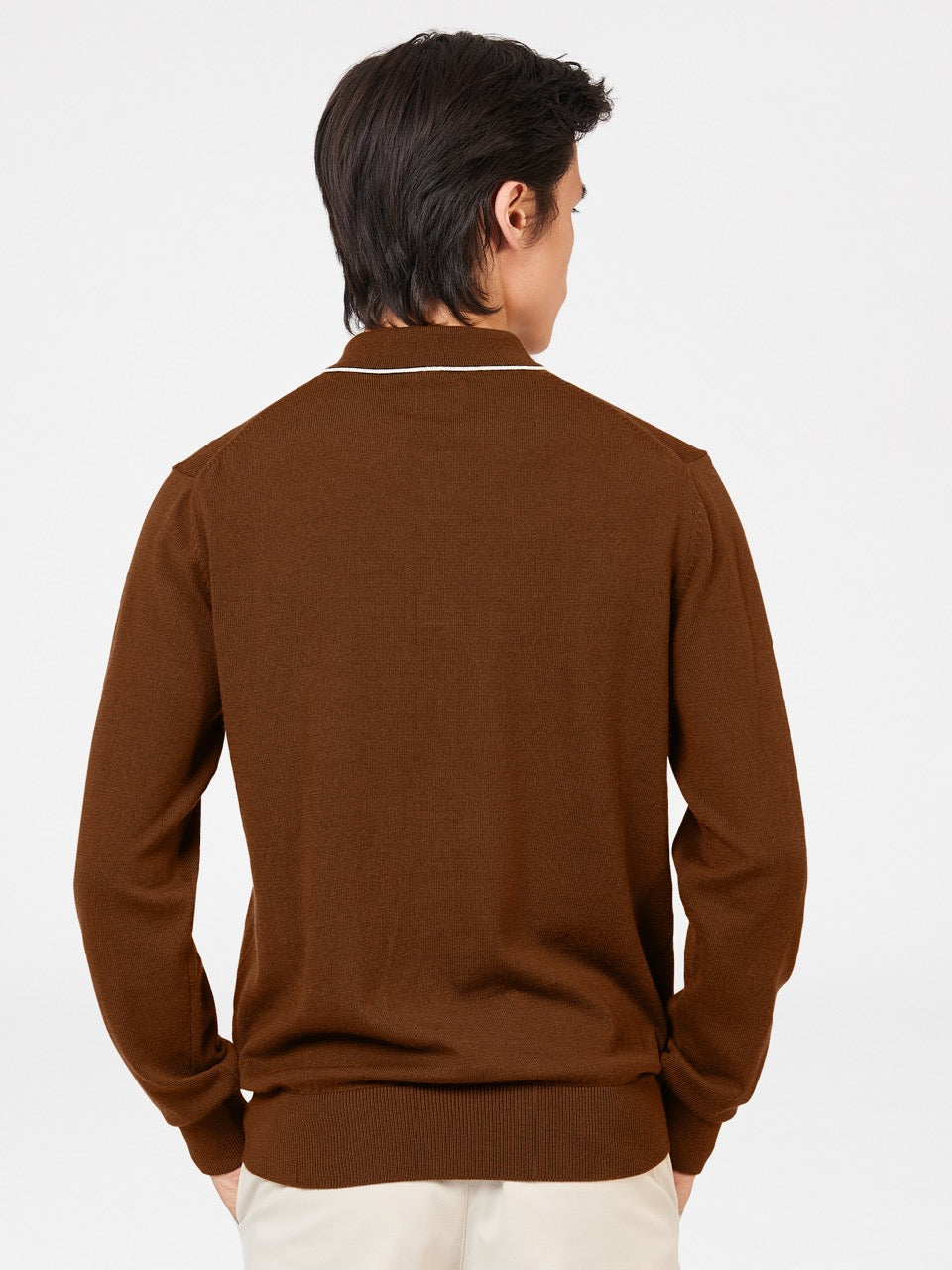 Ben Sherman Tipped Merino Polo Neck Sweaters Brown | 8631429-AQ